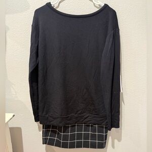 Bailey/44 Superluxe Fleece Dress Black XS Relaxed Top Fitted Skirt NWT